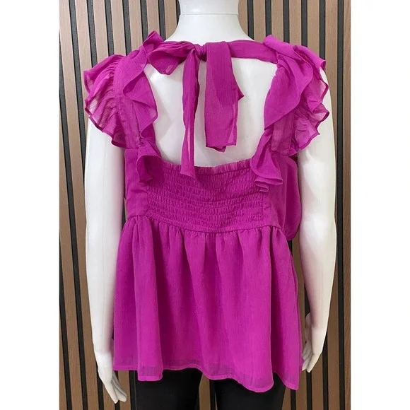 Banana Republic Women's L Purple Blouse Polyester Top Flutter Casual Smock-Frock - Picture 2 of 9